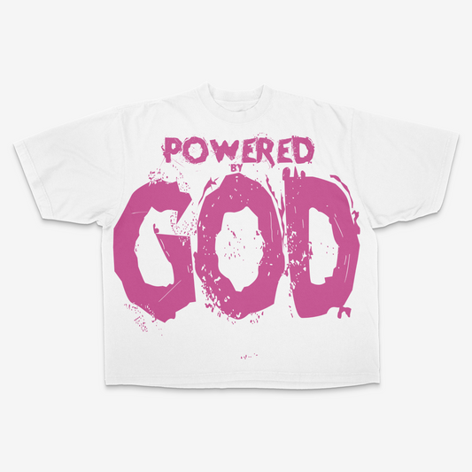 Powered By God White/Fuchsia